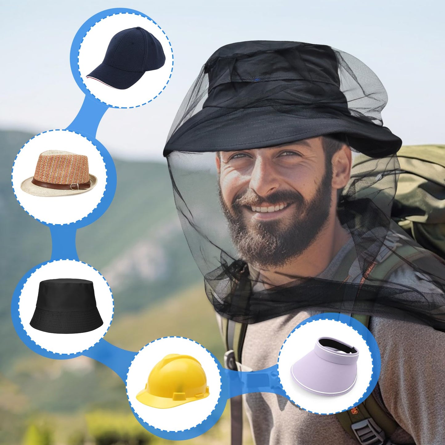 South to East Mosquito Head Net for Insects 2 Pack, Fly & Bug Protection