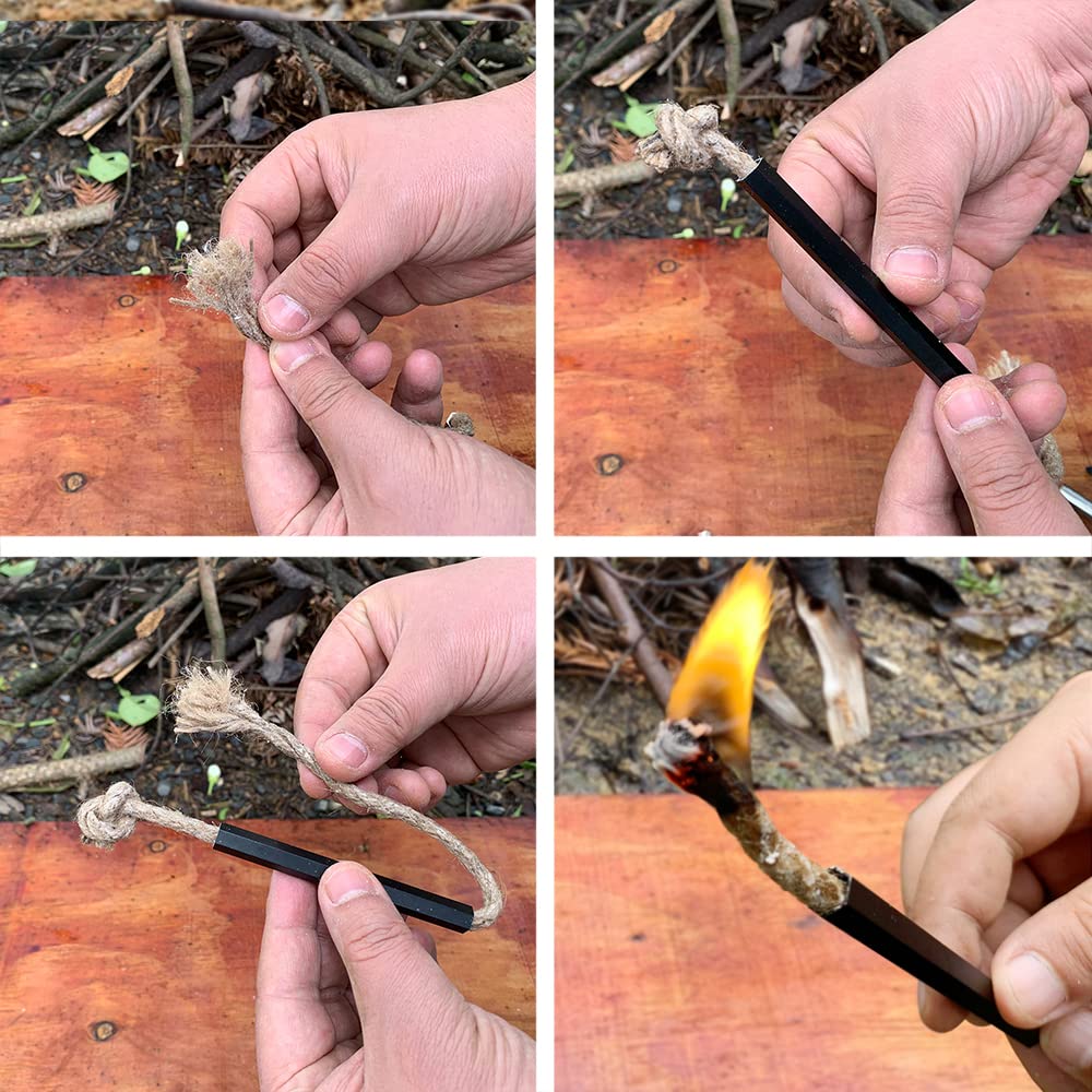 Fire Starter Survival Kit, Larger Ferro Rod with Striker Lanyard 3in Long Flint and Steel, 13.8in