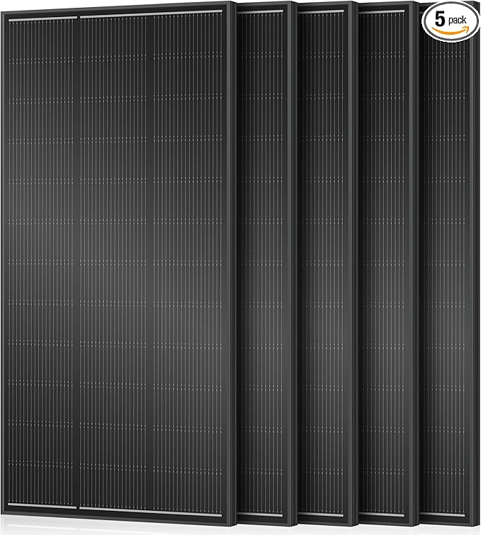 18BB 1000 Watt Solar Panel, 5pcs 200W N-Type Solar Panels, 25% High-Efficiency Monocrystalline Module PV, for 12V/24V Battery, Home, Trailer, Camping, Marine, Boat, Farm, RV and Off-Grid