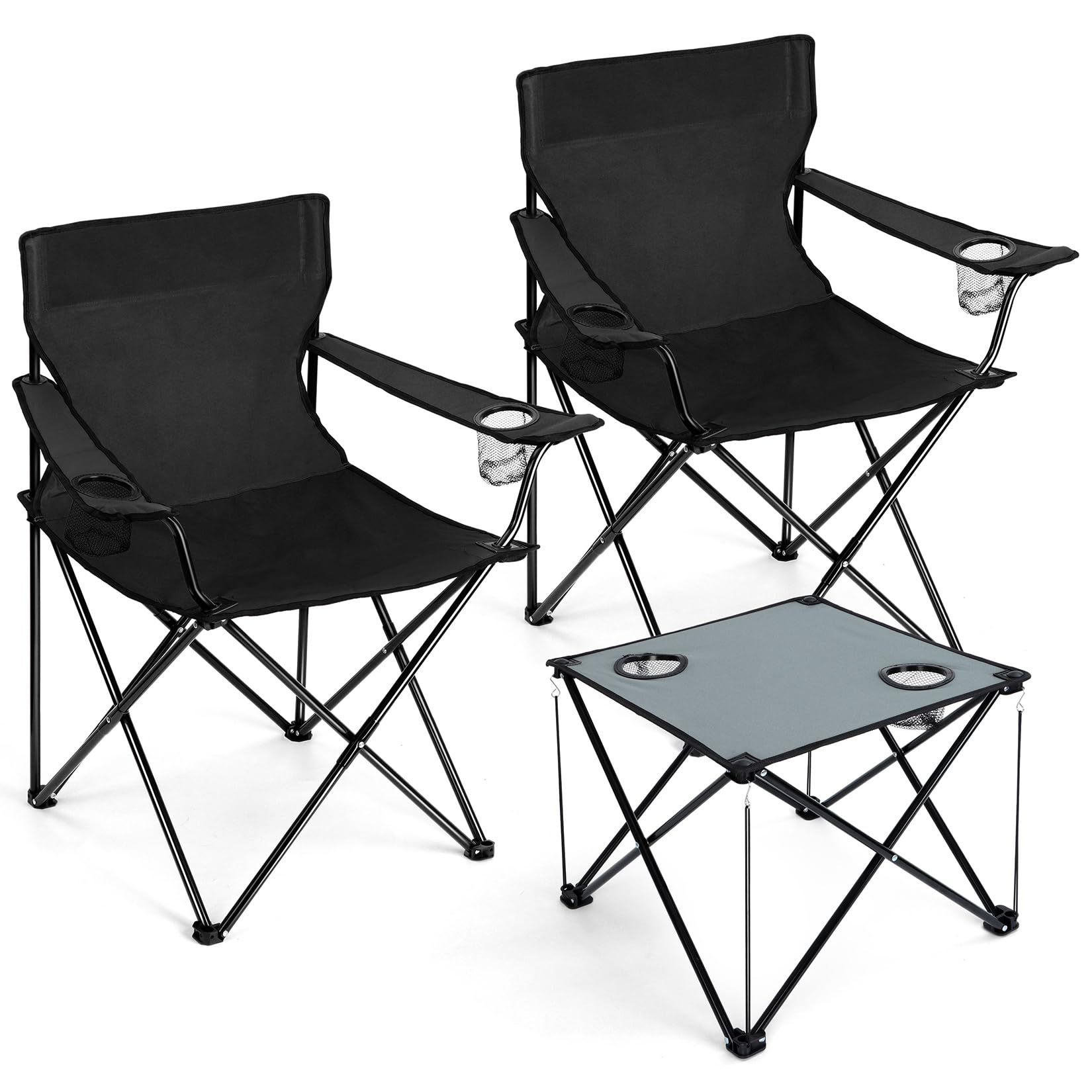 Joyfair Camping Lawn Chairs & Table Set, Large Beach Chairs for Outside