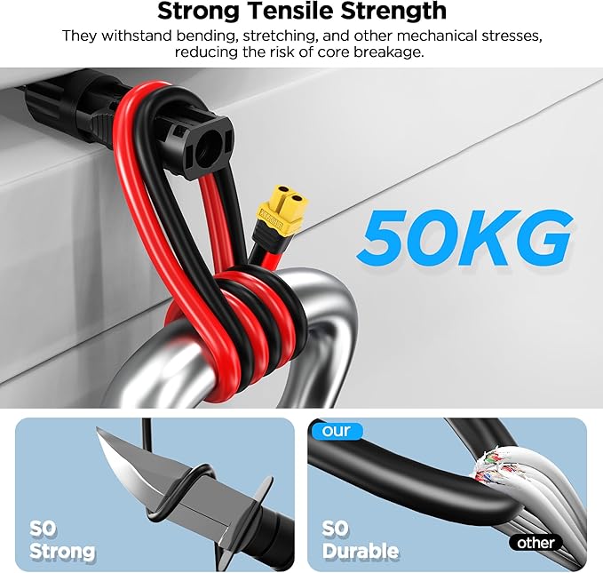 Mc4 to Xt60, 10FT Xt60 Connector Solar Charge Cable, 12AWG Pure Copper Solar Panel Mc4 to XT60 Extension Adapter Cable, Waterproof Connectors, for Solar Panel to Battery, RV, Portable Power Station