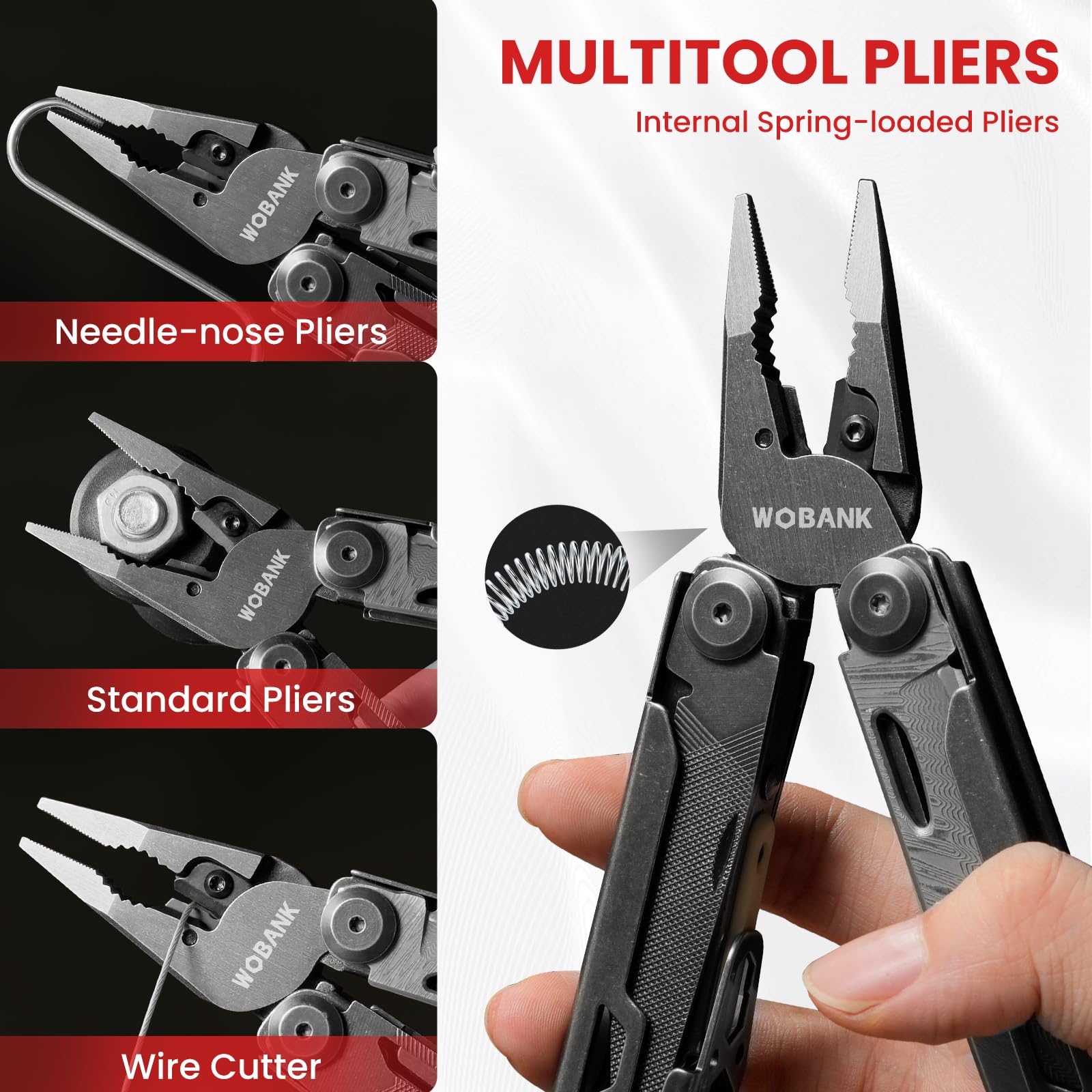 WOBANK 33-in-1 Multitool Pliers, Full-size, EDC Knife, Stainless Steel