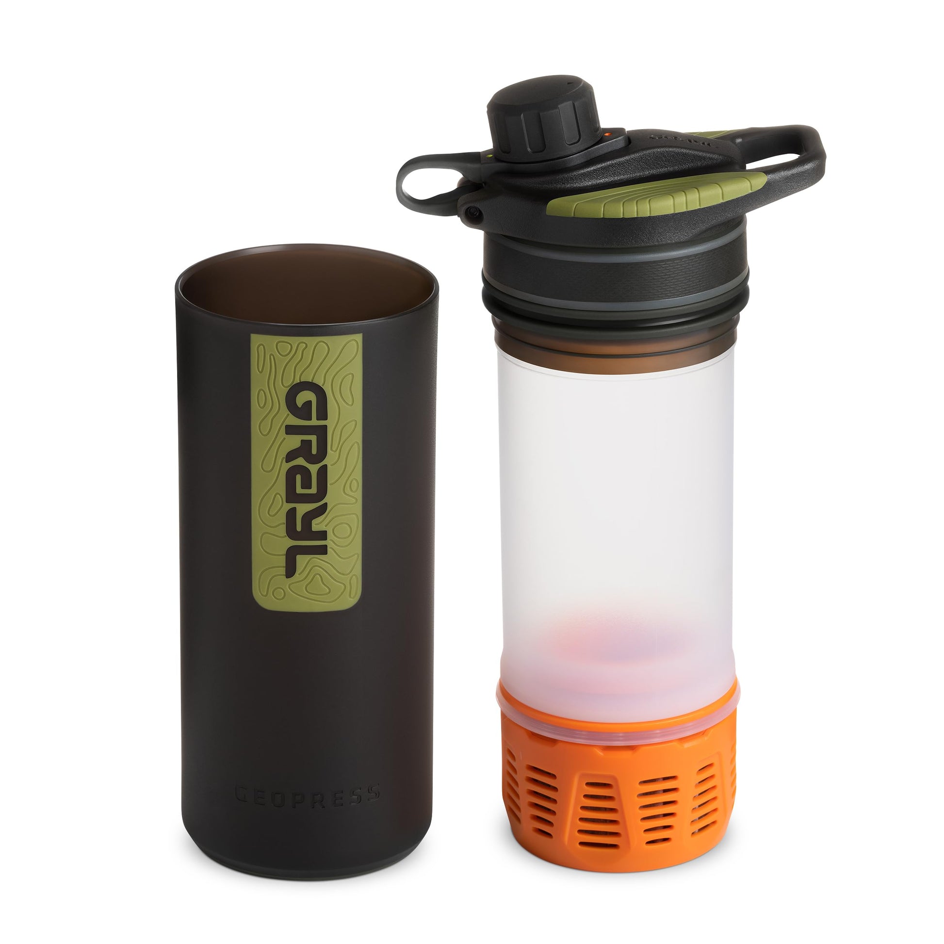 GRAYL GeoPress 24 oz Water Purifier & Water Filter Bottle, Black Camo