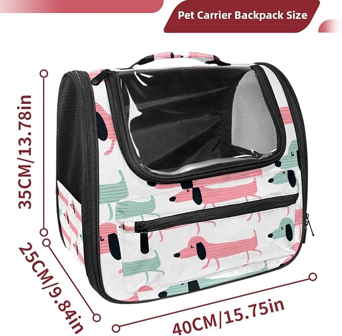Funny Dachshund Dogs Pet Carrier Airline Approved Pet Carrier Bag Dog Carrier for Small Medium Cats Dogs Puppies Kitten
