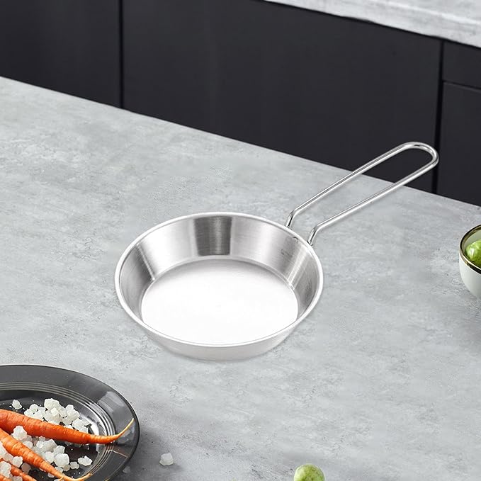 Stainless Steel Camping Fry Pan Cookware Foldable Handle Easy to Clean Multipurpose Outdoor Cooking Griddle Non Stick Skillet, 12cm