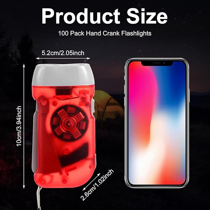 Treela 36 Pcs Hand Crank Flashlights Operation Christmas Bulk Items Squeeze Flashlight No Battery Required Torchlight 3 Powered Charging for Emergency(Red, Grey, Yellow, Green)