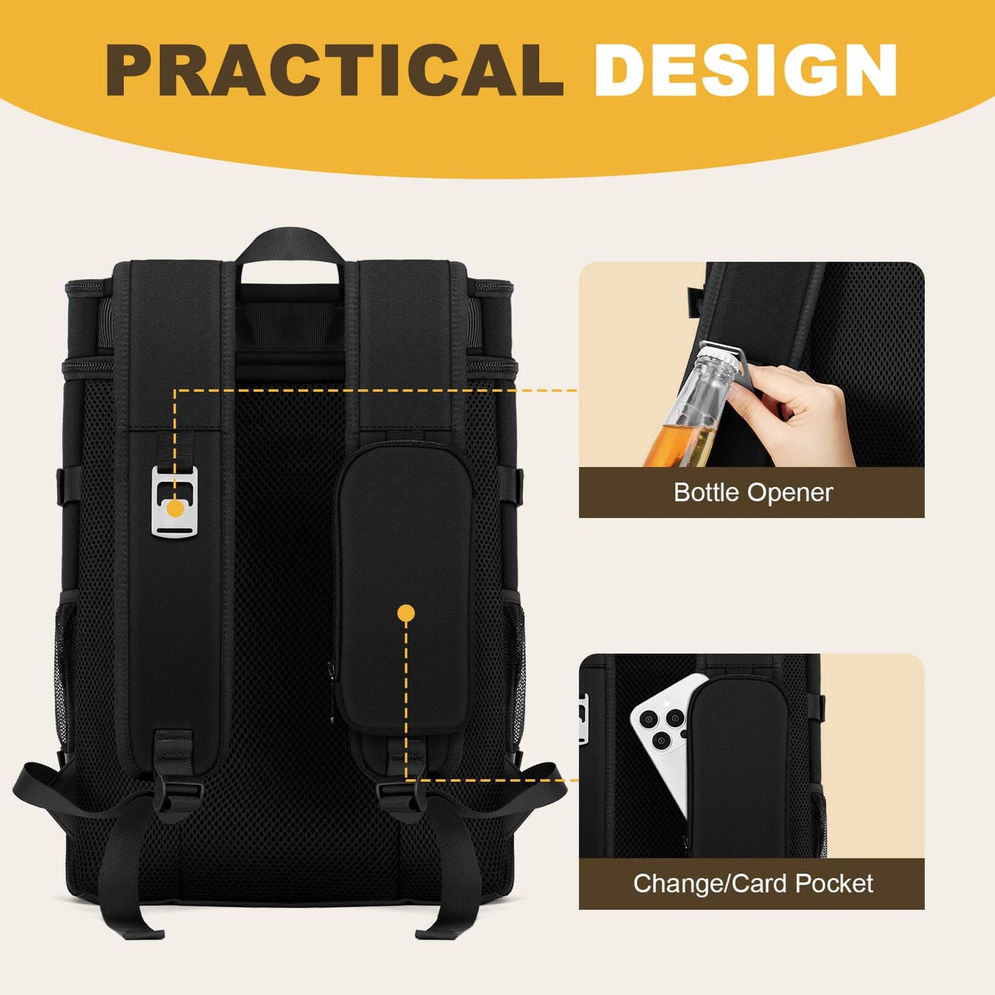 MIYCOO Cooler Backpack for Men Women, 2 Leak Proof Compartments, 40 Cans