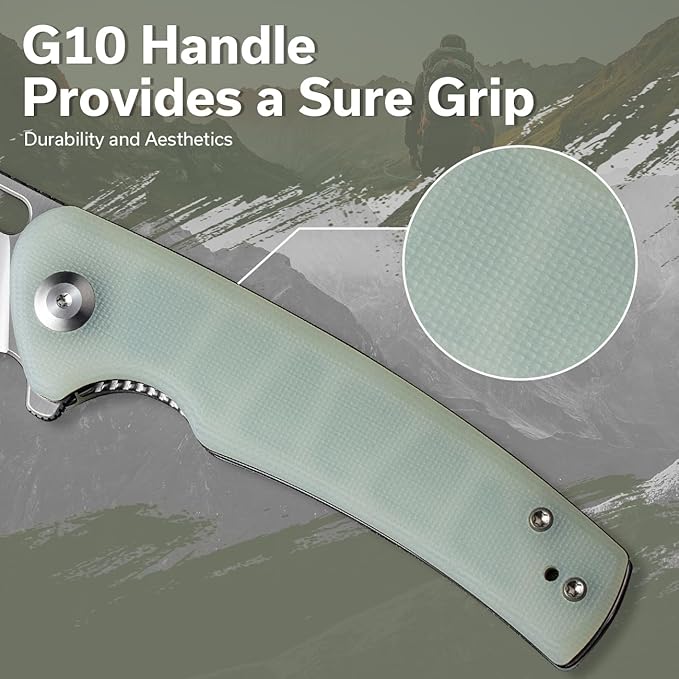 SENCUT Pocket Knife for Men, Vesperon Folding Knives for EDC, 3.35" Blade G10 Handle, Liner Lock knives for Outdoor Indoor S20065-2 (Natural)