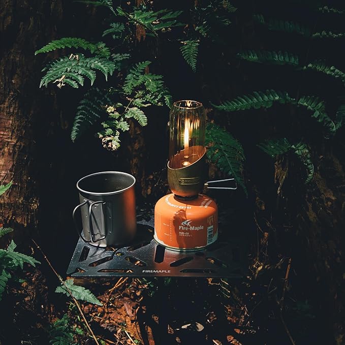 Fire-Maple Orange Camping Lantern Glass, Steel & Aluminum | Propane or Isobutane Fuel Canister Beautiful Lights | NO Mantles Needed | Propane Lanterns for Camping, Emergency Essential