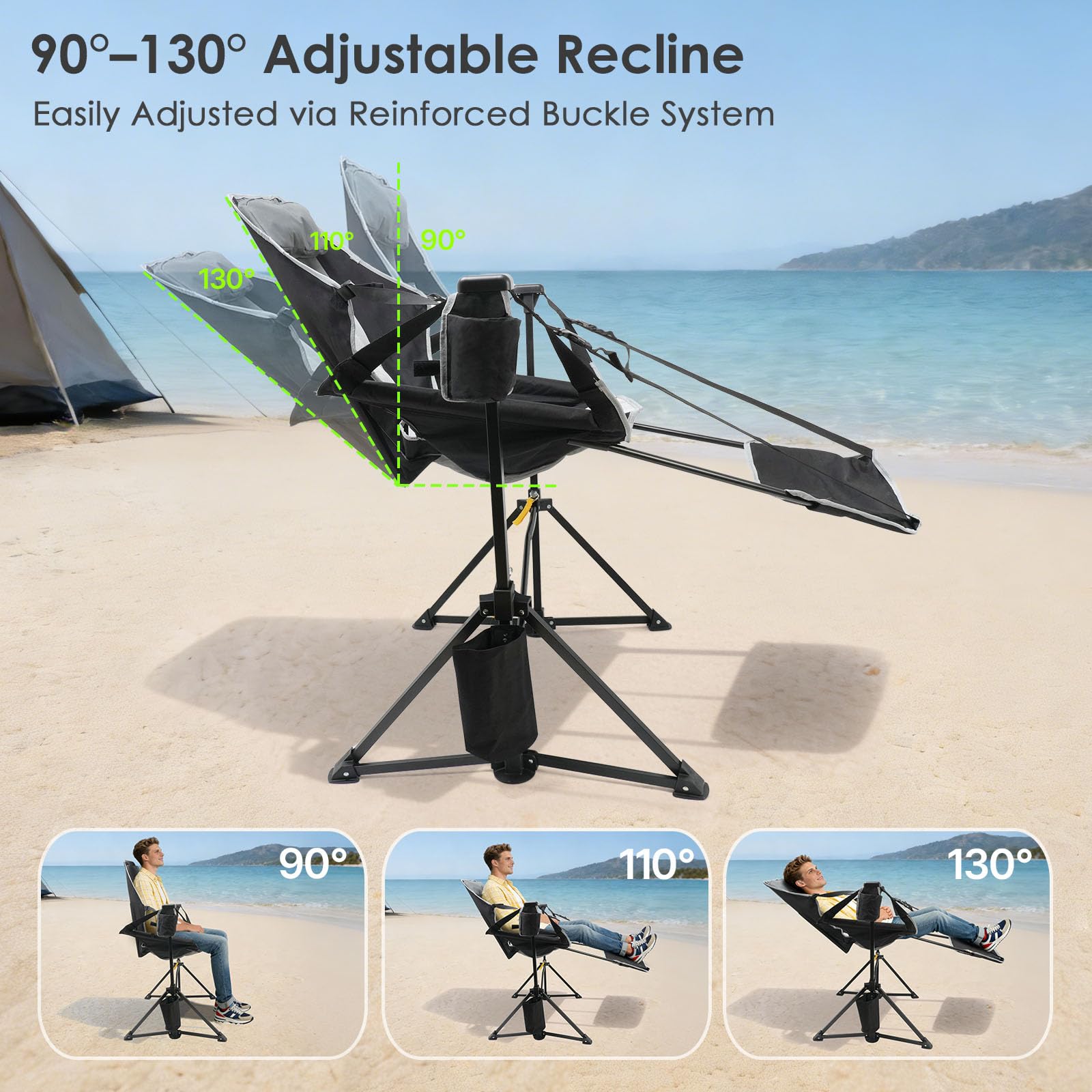 Suteck Hammock Camping Chair with Footrest,500LBS Oversized Swinging Chairs