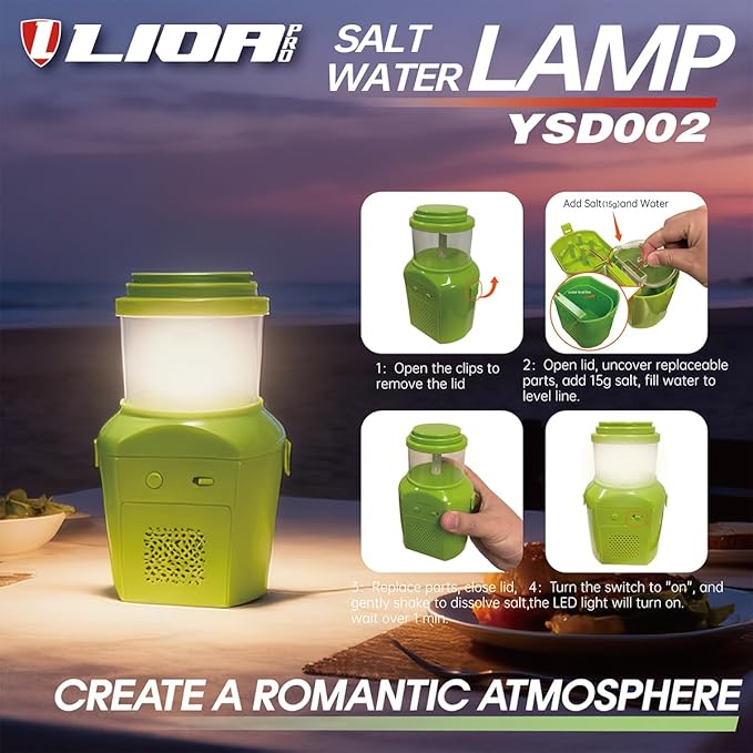 Salt and Water Camping Lamp, Outdoor Lanterns Camping Essentials, No Batteries Required Lights for Emergency Supplies, 400H Continuous Lighting, Survival Kit for Hurricane