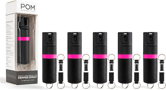 POM Pepper Spray Keychain, Quick Key Release for Instant Access, Flip Top Safety, Maximum Strength