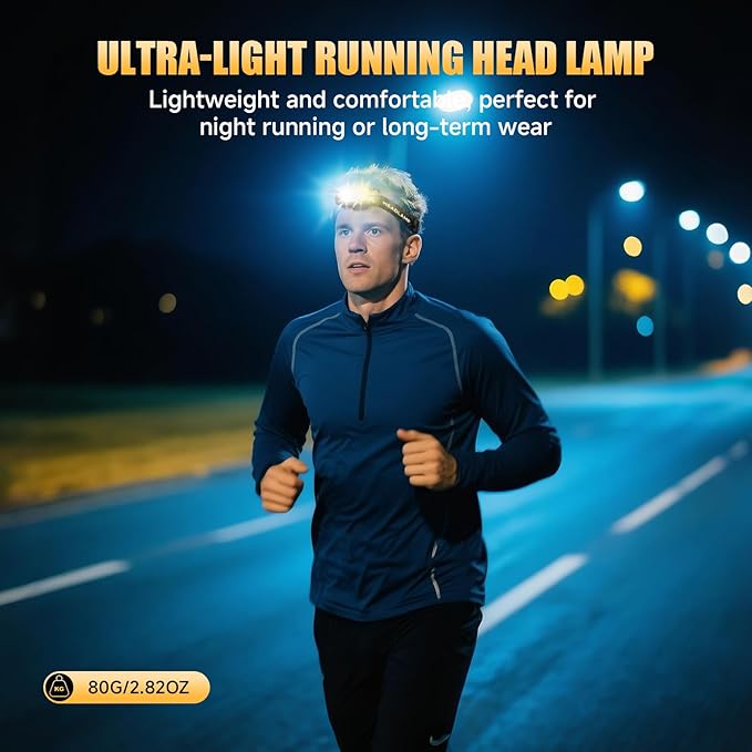 Rechargeable LED Headlamp 6 Pack, High Lumen Super Bright Head Lamp with Red Light, Motion Sensor, 5 Modes, 90° Adjustable, Waterproof Lightweight Headlamps for Adult Running, Camping, Fishing