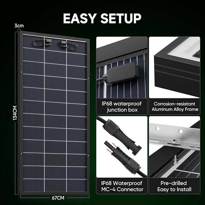 Bifacial 200 Watt Solar Panel 2Pack 18BB Monocrystalline Cell High-Efficiency Module PV Power Charger Solar Panels for Homes Camping RV Battery Boat Caravan and Other Off-Grid Applications