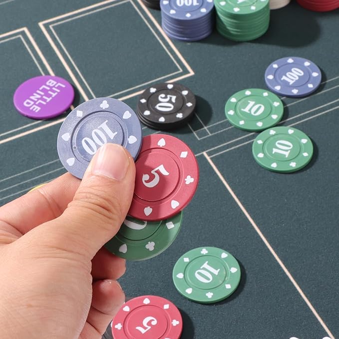 400Pcs Denomination Poker Chips Set,Lightweight Plastic Poker Chip with Numbered Value,Mini Trave Poker Sets with 2 Decks of Premium Playing Cards for Texas Hold?™em, Blackjack,Gambling Card Games