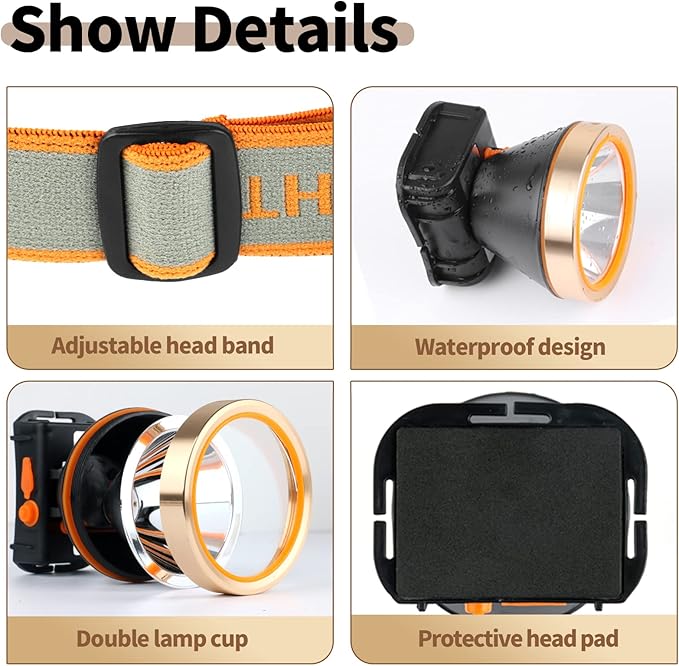 20W Superbright Coon Hunting Lights, High Lumens LED Headlamp with 2 Light Modes, Waterproof & Rechargeable Flashlight, Perfect for Outdoor Hiking, Hunting, Fishing, Night Activities