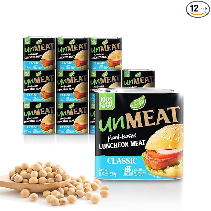 unMEAT Plant Based Meat | Easy to Prepare Plant Based Protein | Vegan Meat with Less Calories, Luncheon Meat Style, (Pack of 12)
