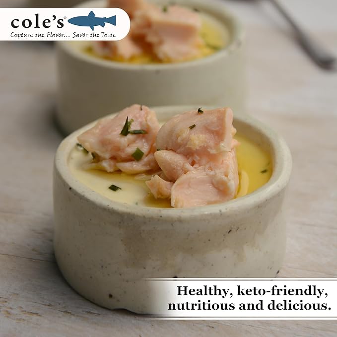 Cole's Patagonian Smoked Salmon Fillet w/Lemon & Dill in Extra Virgin Olive Oil | 3.2 oz Hand-Packed Smoked Salmon Canned | 13g Protein | Pack of 5