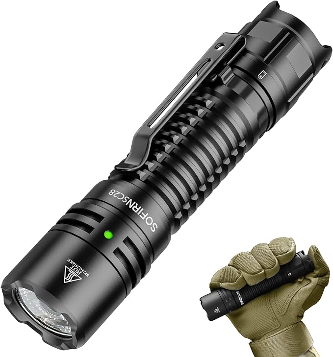 Sofirn SC28 Pocket Flashlight 2800 High Lumens, Rechargeable Tactical Falshlight Waterproof with Tail Switch & Two User Interfaces, Powerful LED Flash Light for EDC, Emergency, Camping, Outdoors