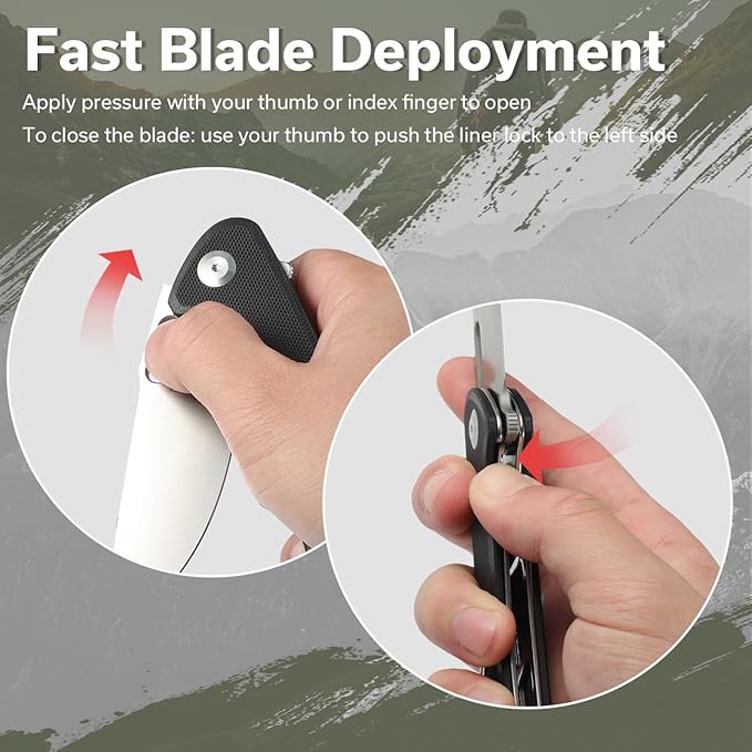 SENCUT Pocket Knife for Men, Vesperon Folding Knives for EDC, 3.35" Blade G10 Handle, Liner Lock knives for Outdoor Indoor S20065-1 (Black)