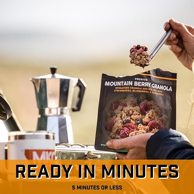 Peak Refuel Mountain Berry Granola 2-Pack | Freeze Dried Backpacking, Camping & Emergency Prep Food | 2 Servings Pouches | 2 Servings Per Pouch
