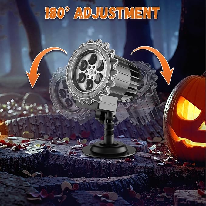 Halloween Projector Light, 3D Dynamic Skull Ghost Projector Decorations Lights, Waterproof Light for Halloween Party Yard Decor, Home Window Wall Decor (Plug in and Use Directly)