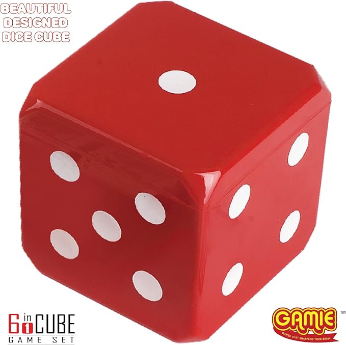 Gamie 6-in-1 Dice Cube Game Set Board Game and Casino Set?“Includes Chess, Checkers and Backgammon, 2 Decks of Playing Cards, Poker Chips, Poker Dice and Dominoes-Complete Kit for Family Fun