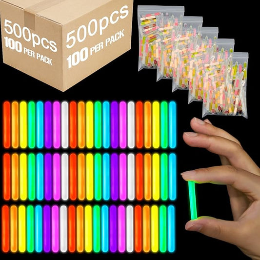 Jenaai 500 Pcs Fishing Glow Sticks Bulk for Bobbers Mini Glow Stick Rod Tip for Fishing Poles Small Glow Sticks for Night Fish Easter Eggs Easter Basket Stuffer(1.5 Inch,Multicolor)