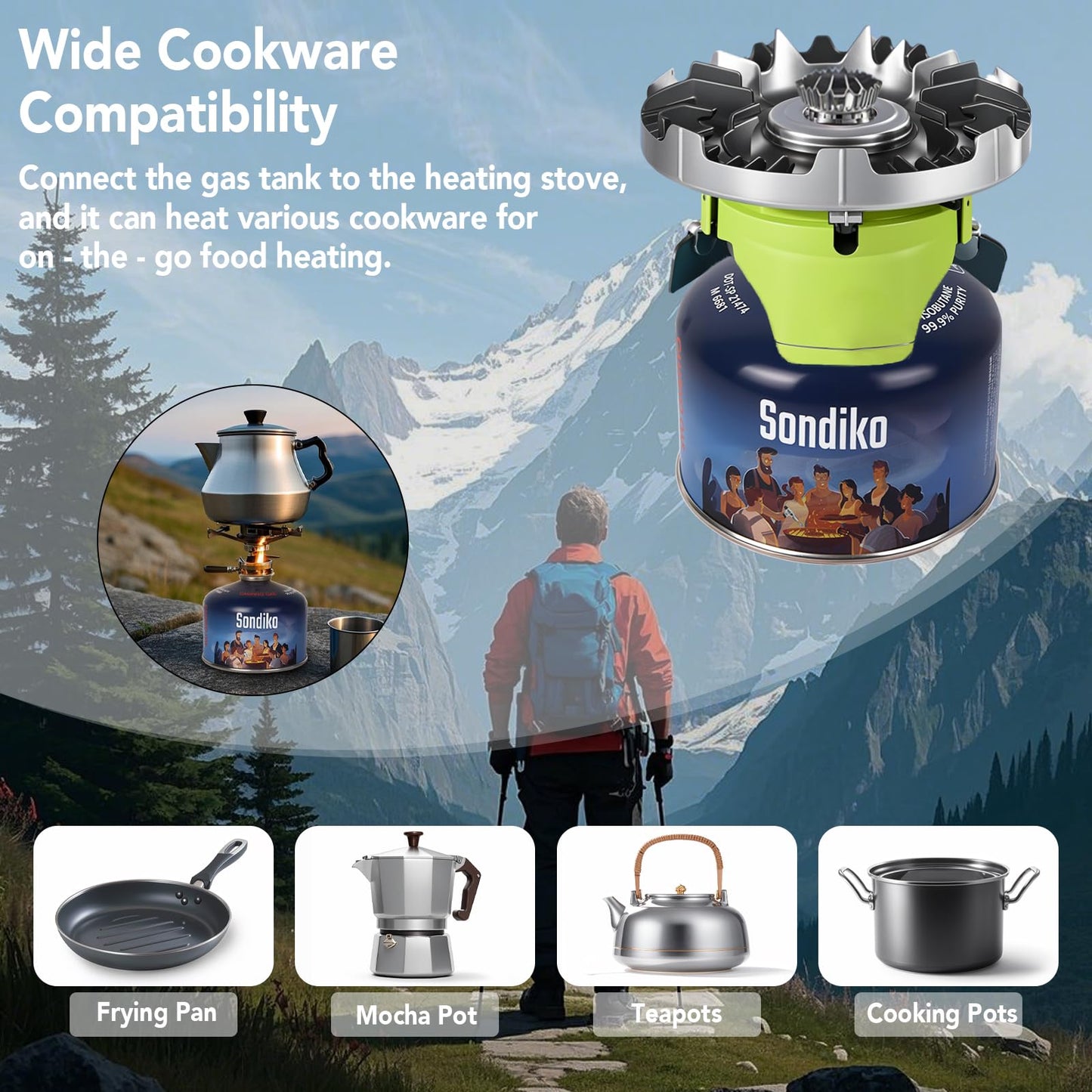 Sondiko Iso Butane Fuel Canister 100g 4 Pack, Camping Stove Fuel