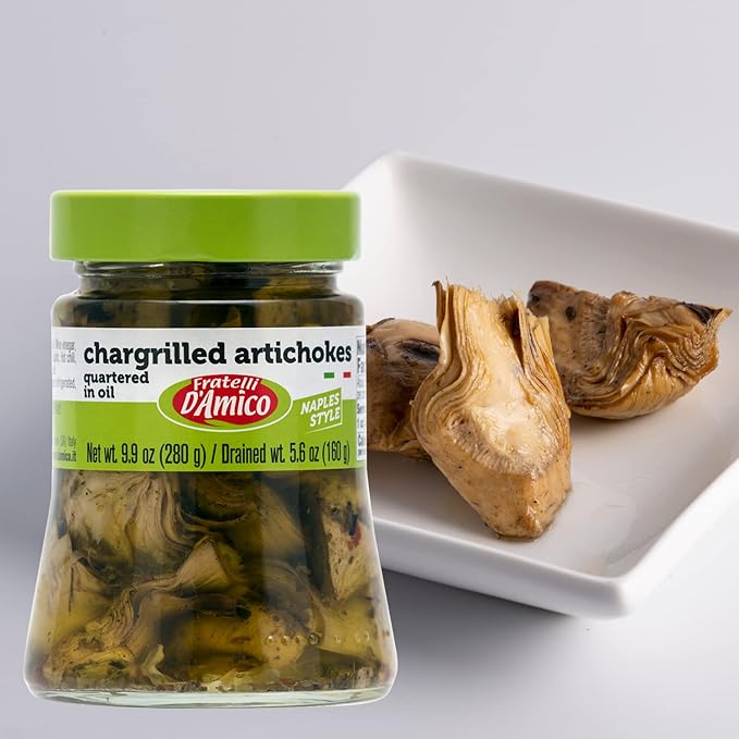 FRATELLI D'AMICO - Chargrilled Artichokes, Quartered in Oil, Grilled, Naples Style, 9.9oz (280g) NON-GMO