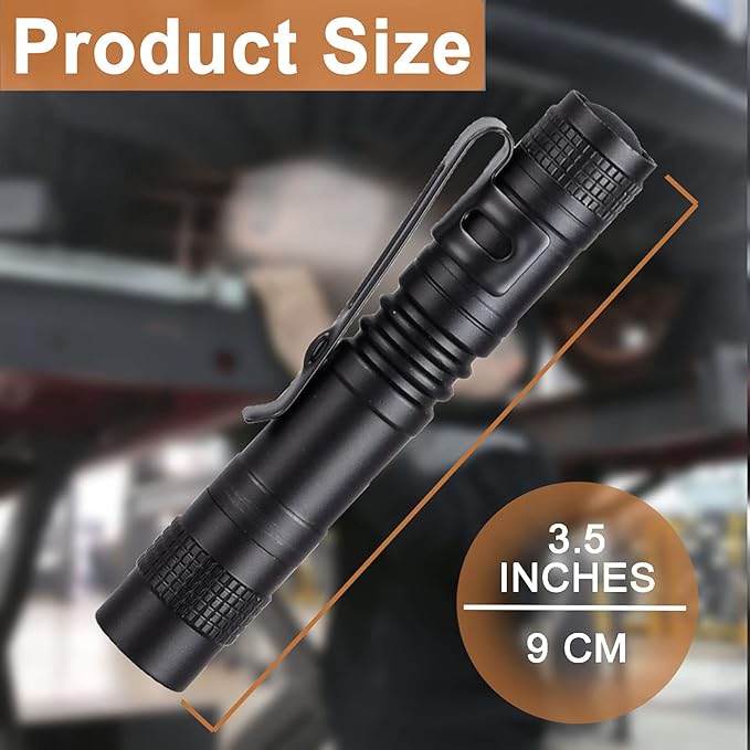 Beieverluck 20 Pack Pen Light Flashlight Mini Small Flashlight with Clip Waterproof LED Pocket Pen Flashlights for Camping, Inspection, Work, and Emergency(Small,Black)