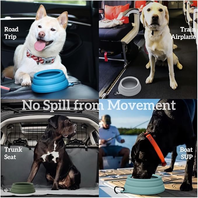 OHMO Spill Proof Collapsible Dog Water Bowl Large 34oz for Cars, No Splash Portable Bowls for Dog Travel, Pet Essentials for Road Trips, Cat Travel Accessories