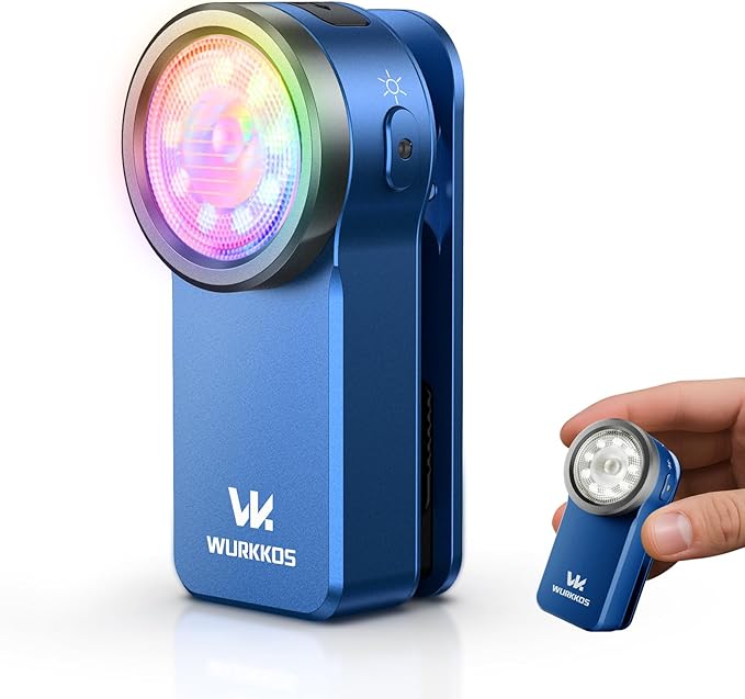 Wurkkos HD03 Rechargeable Flashlights EDC Clip-on Light, Bright 680 Lumens Pocket Flashlight, Combines Spotlight/Floodlight/RGB Light, Magnetic, IPX6 Waterproof for Cycling, Repairing (Dark Blue)