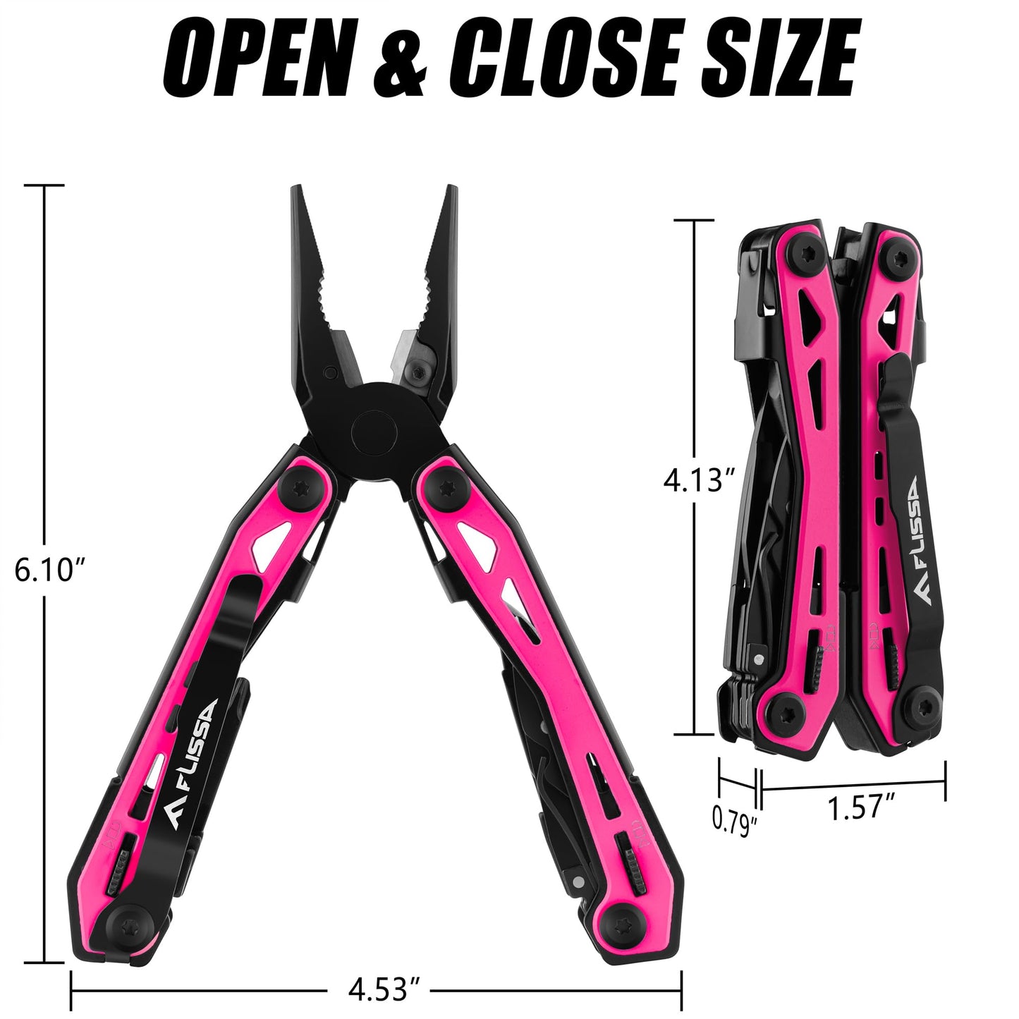 FLISSA 16-In-1 Multi-Tool Pliers, EDC Multitool, Multipurpose Tool, Pink