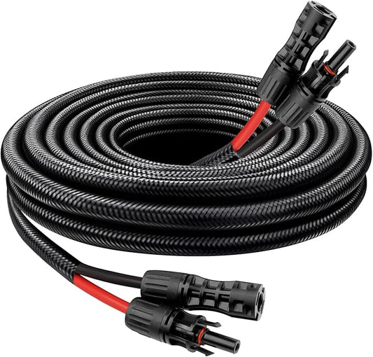 Solar Panel Extension Cable - 8AWG 10FT Solar Wire with Female & Male Waterproof Connector Flame Retardant Protective Sleeving PV Wire for RV, Photovoltaic Systems, Home, Boat, Solar Panels, Car