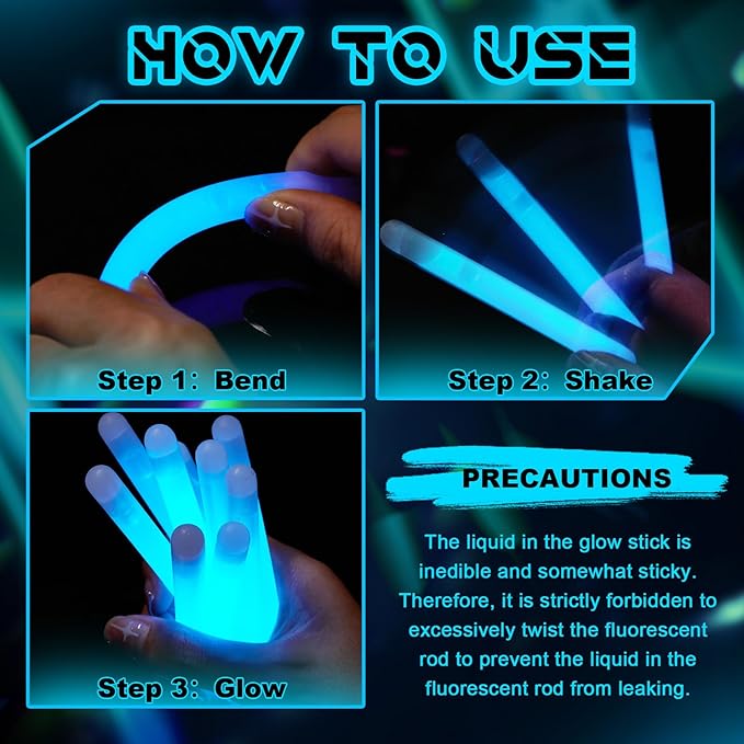 Lewtemi 50 Set 4'' Glow Sticks Bulk, Hallowee Glow in The Dark Party Supplies, Emergency Light Sticks with Lanyard, for Birthday, Light up, Neon, Halloween Theme Party Favors