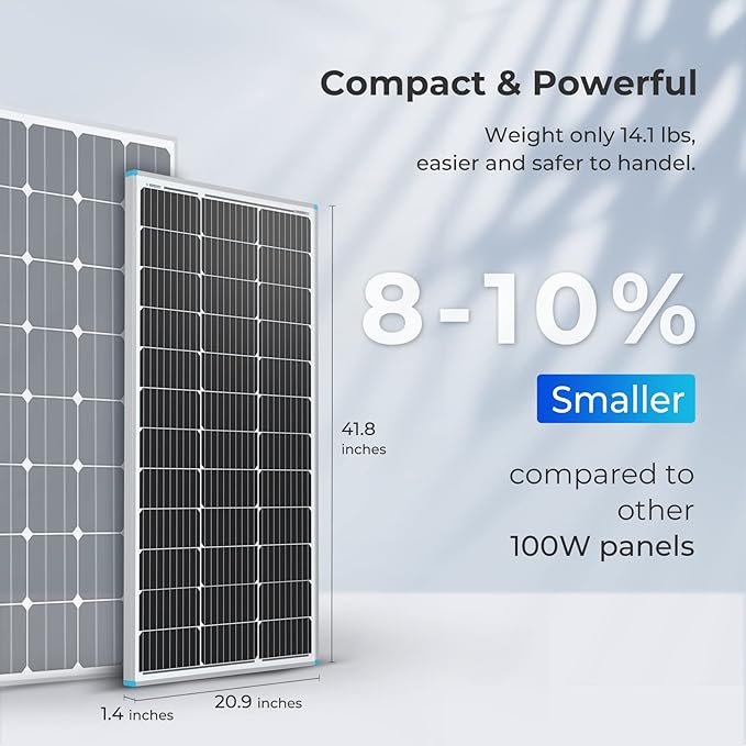 Renogy 400 Watt Solar Panel Ntype, 4PCS 12V 100 Watt Solar Panels 16BB 25% High-Efficiency, Ntype Solar Panel for RV Marine Boat Trailer Camper Rooftop Farm and Other Off-Grid System