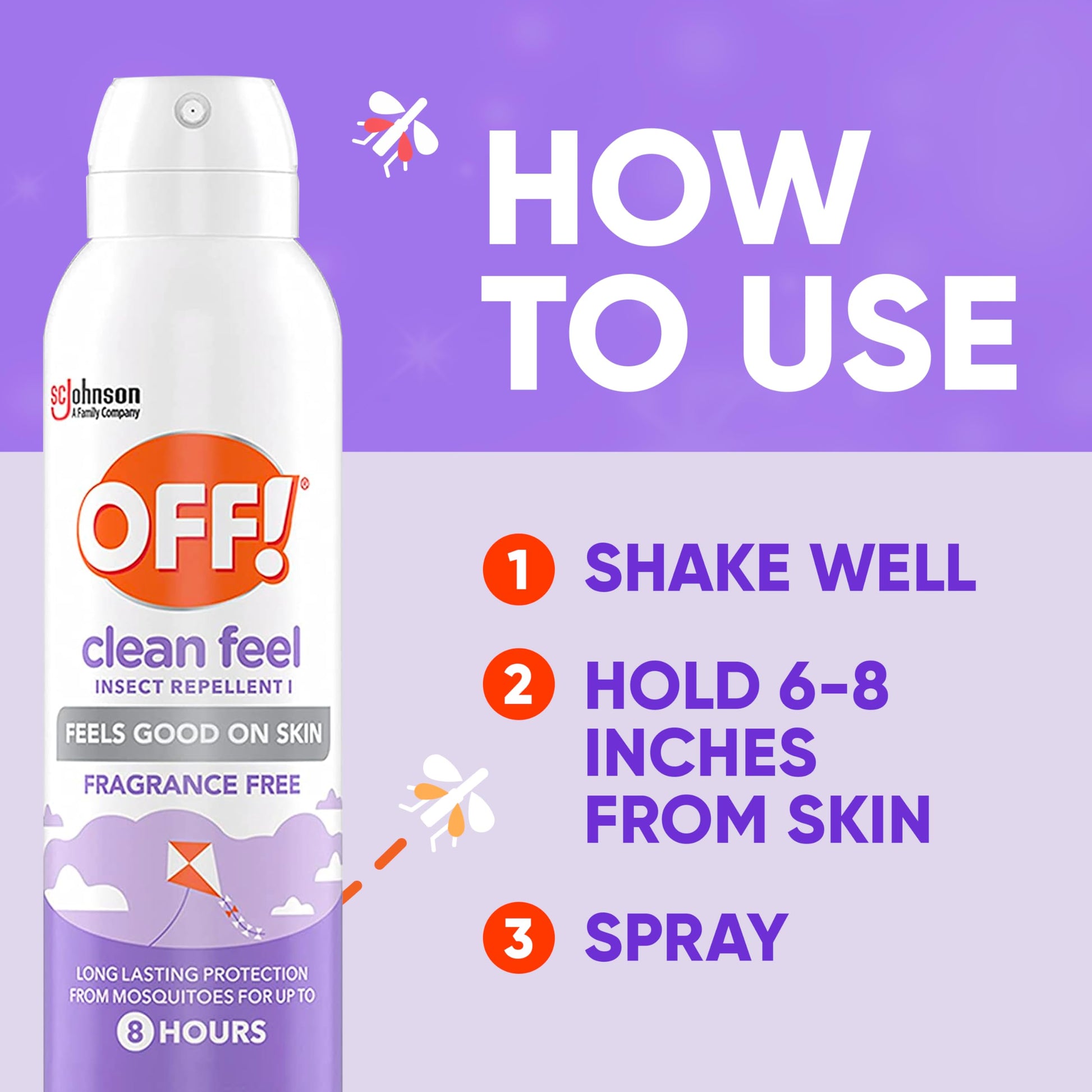 OFF! Clean Feel Insect Repellent Aerosol with 20% Picaridin - Long-Lasting DEET-Free Protection