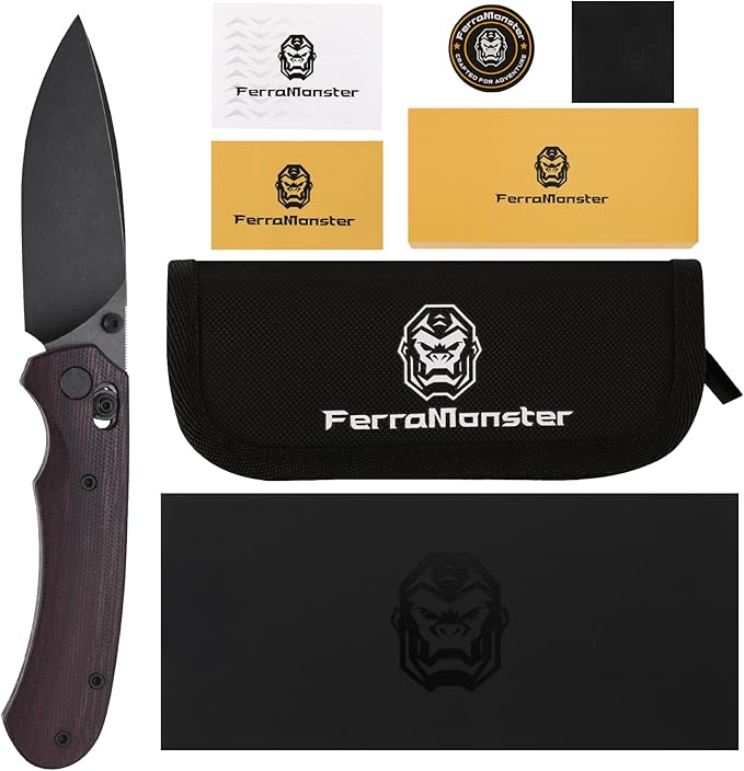 Folding Knife,Pocket Knife,3.31??154CM Blade,Erogonomic Canvas Micarta Handle,Survival Camping Knife with Pocket Clip,EDC Knife for Camping, Hunting, Hiking, Survival,Red