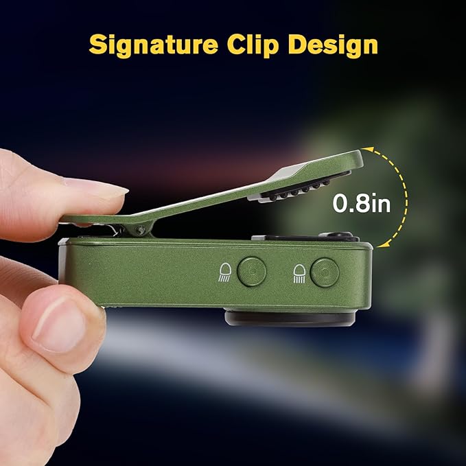 EDC Flashlight Clip-on Light, Rechargeable 600 Lumens with Type-C, IPX6 Waterproof, Portable Mini Magnetic Keychain Flash Lights for Signaling, Cycling, Outdoor or Emergency, Green