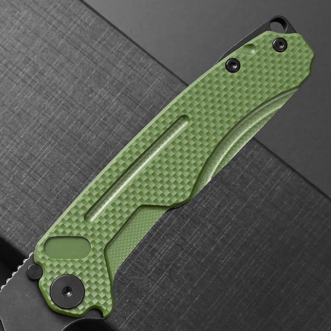 Ccanku C1136 Folding Knife D2 Steel Blade G10&Steel Handle EDC Tool Outdoor Hunting Camping Knife (Green)