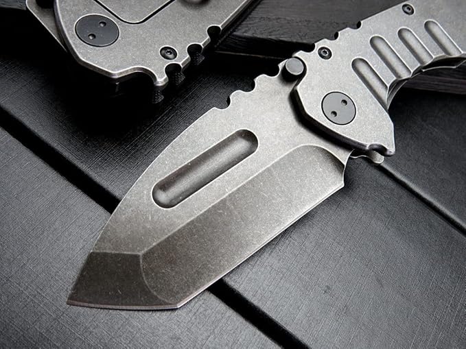 Gtk137 Folding Knife D2 Steel Blade G10 &Steel Handle EDC Tool Knife for Outdoor Camping(Steel)