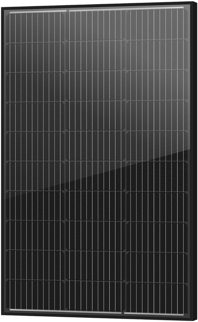 Newpowa Bifacial 100 Watt 12 Volt Solar Panel, 10BB Monocrystalline Double-Side 25% High-Efficiency Module PV Power for Homes Sunsheds Boat RV and Other Off-Grid Applications, Black Frame