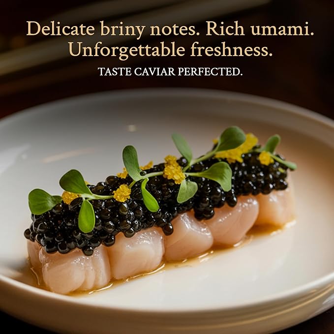 PETRUSCO Sevruga Black Caviar - Premium Fresh Seafood Sturgeon Fish Caviar - Rich, Buttery Flavor, Smooth & Briny Taste with Elegant Texture and Perfect for Fine Dining (3.5 Ounces)