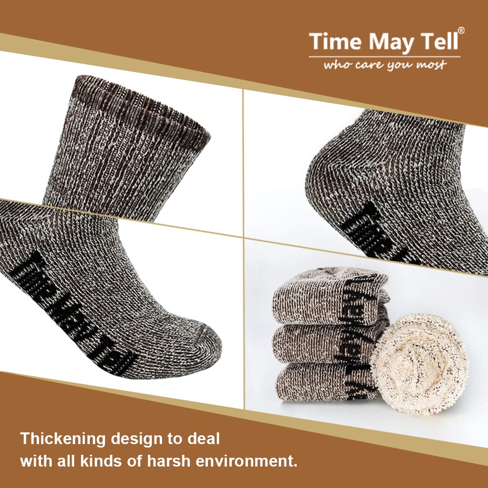 Time May Tell Mens Merino Wool Hiking Cushion Socks Thermal Warm Boot Socks
