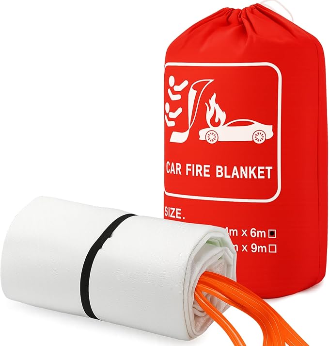 Emergency Fire Blanket for Car Vehicle Fiberglass Extinguisher Blanket Large Fire Suppression Survival Safety Equipment for Automobiles Motorcycles Warehouses House Camping