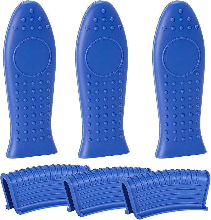 Joyhalo Cast Iron Skillet Handle Cover, 6 Pack Heat Resistant Pot Covers, Silicone Sleeve for Pans, Blue