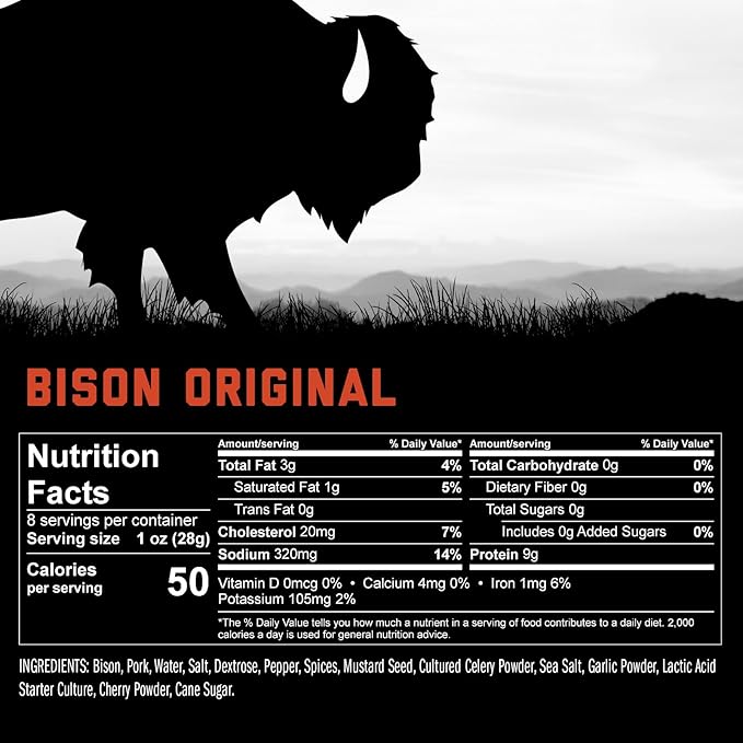 ICON Meats Summer Sausage - Bison and Pork Original Flavor - 4 Pack of Individually Wrapped Meat Sausages, USDA Approved, All Natural, Diet Friendly, High Protein, Low Calorie