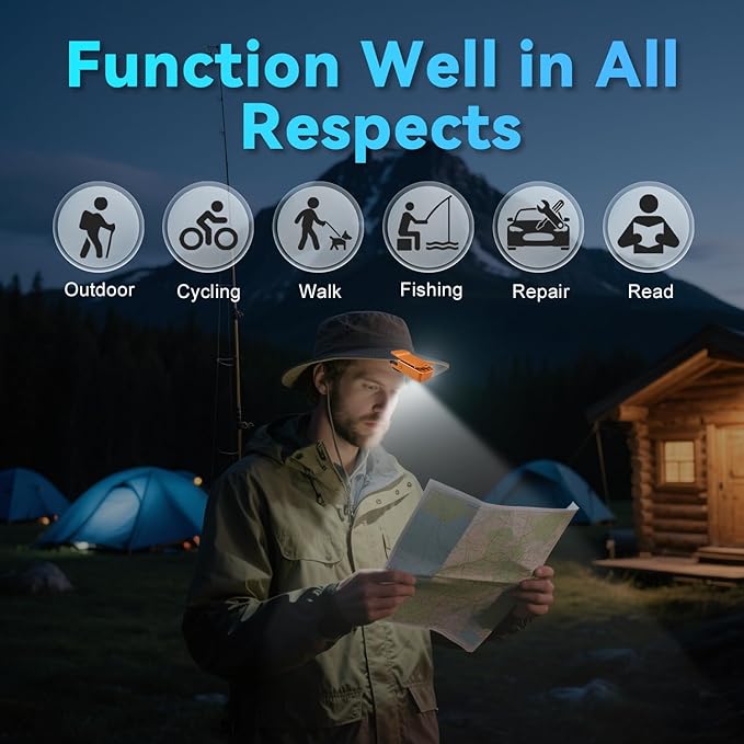EDC Flashlight Clip-on Light, 530 Lumens Rechargeable with Type-C Charging, Combines Floodlight, Spotlight and UV, Equipped with Charging Cable and Instruction Manual(Orange)