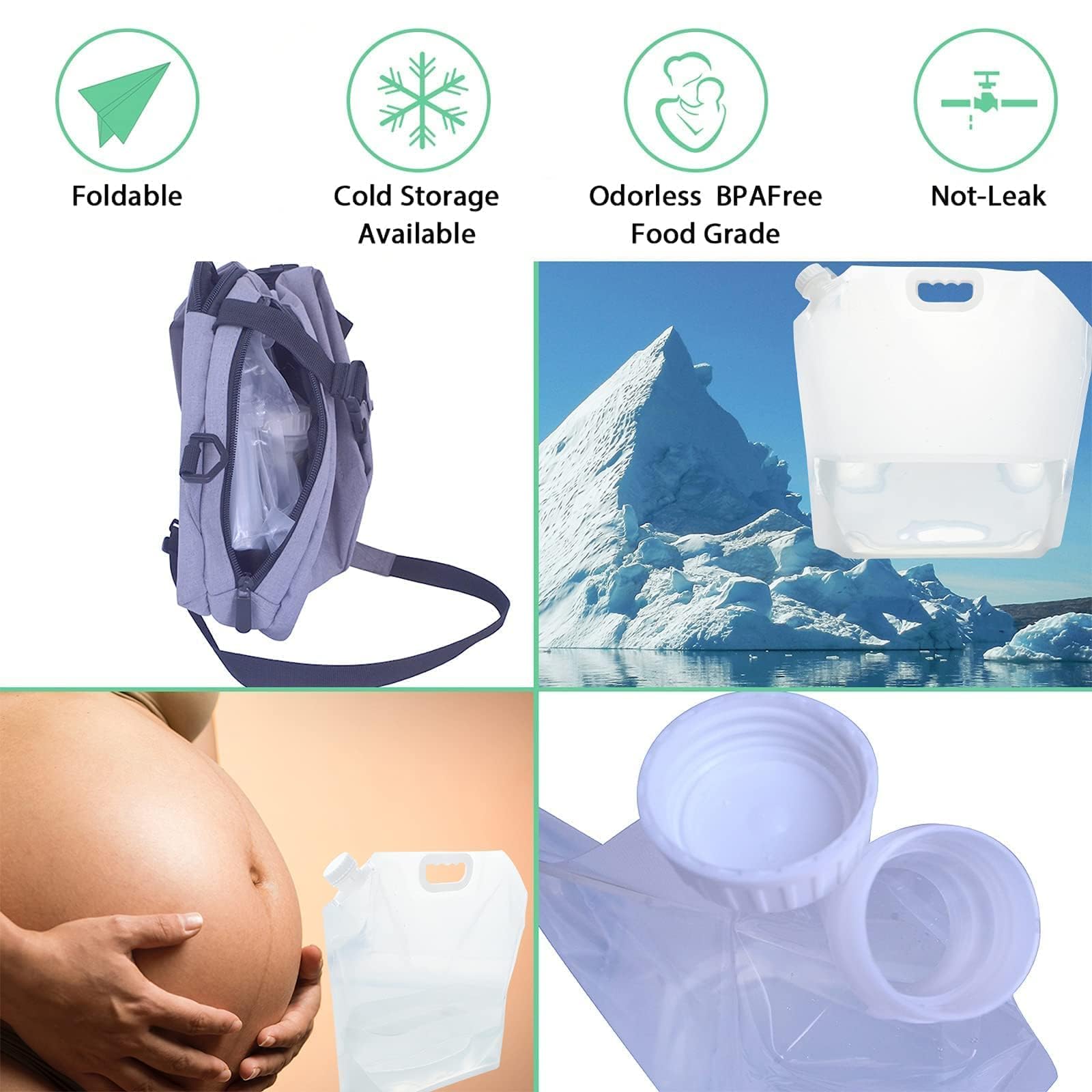 WMXWAN 16-Pack Collapsible Water Containers (2.6 Gallon / 10L Each) - BPA Free Water Storage Bags